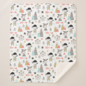 Cute Woodland Animals en Indian Boy Pattern Sherpa Deken (Voorkant)