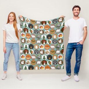 Cute Woodland Animals Fleece Deken