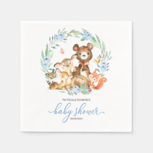 Cute Woodland Animals Greenery Baby shower Servet