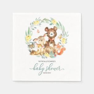 Cute Woodland Animals Greenery Baby shower Servet