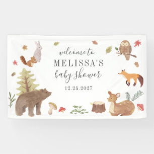Cute Woodland Animals Greenery Baby shower Welcome Spandoek