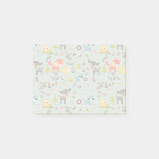 Cute Woodland Animals Illustrated Pattern Post-it® Notes (Voorkant)