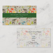 Cute Woodland Animals Illustrated Pattern Visitekaartje (Voorkant / Achterkant)