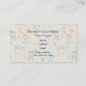 Cute Woodland Animals Illustrated Pattern Visitekaartje (Achterkant)