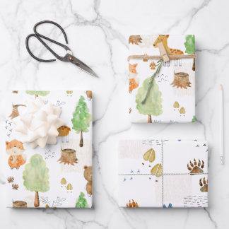Cute Woodland Animals Inpakpapier Vel