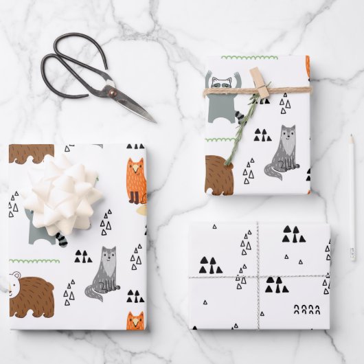 Cute Woodland Animals Inpakpapier Vel (Voorkant)