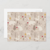Cute Woodland Animals Nordic Pattern Briefkaart (Voorkant / Achterkant)