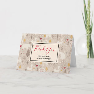 Cute Woodland Animals Nordic Pattern Hartelijk dan Kaart