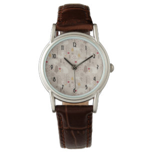 Cute Woodland Animals Nordic Pattern Horloge