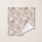 Cute Woodland Animals Nordic Pattern Kerstmis Bad Handdoek (Wasdoekje)