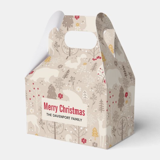 Cute Woodland Animals Nordic Pattern Kerstmis Bedankdoosjes (Voorkant Zijde)