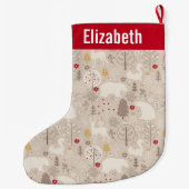 Cute Woodland Animals Nordic Pattern Kerstmis Grote Kerstsok (Achterkant)