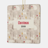 Cute Woodland Animals Nordic Pattern Kerstmis Keramisch Ornament (Links)