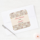 Cute Woodland Animals Nordic Pattern Kerstmis Vierkante Sticker (Envelop)
