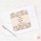 Cute Woodland Animals Nordic Pattern Kitchen Vierkante Sticker (Envelop)