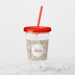 Cute Woodland Animals Nordic Pattern Monogram Acryl Drinkbeker