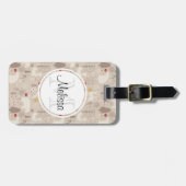 Cute Woodland Animals Nordic Pattern Monogram Bagagelabel (Voorkant horizontaal)