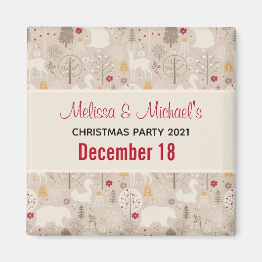 Cute Woodland Animals Nordic Pattern Save the Date Magneet (Voorkant)