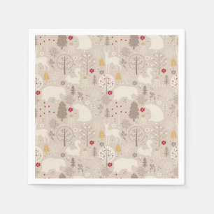 Cute Woodland Animals Nordic Pattern Servet