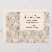 Cute Woodland Animals Nordic Pattern Weddenschap Save The Date (Voorkant / Achterkant)