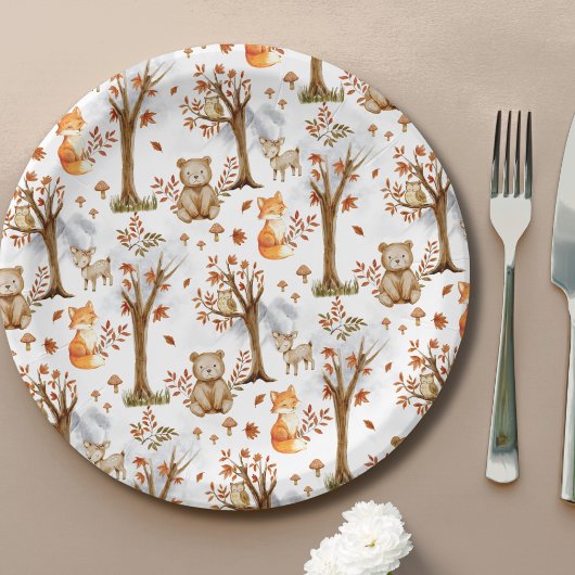 Cute Woodland Animals Pattern Papieren Bordje