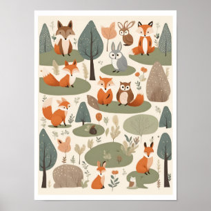 Cute Woodland Animals Poster