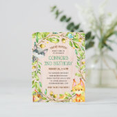 Cute Woodland Animaux Anniversaire Fête Invitation (Debout devant)