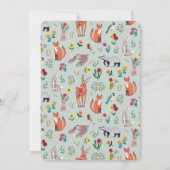 Cute Woodland Animaux Baby shower bleu Invitation (Dos)