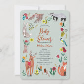 Cute Woodland Animaux Baby shower bleu Invitation (Devant)