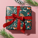 Cute Woodland Animaux Green Christmas Forest<br><div class="desc">Un joli bois nostalgique vert traditionnel Noël fête avec des animaux de la forêt boisée motif avec de mignons champignons rouges. OEuvre originale de Caroline Bonne Müller</div>