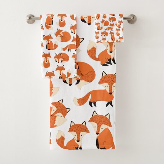 Cute Woodland Autumn Forest Fox Pattern Bad Handdoek (Insitu)
