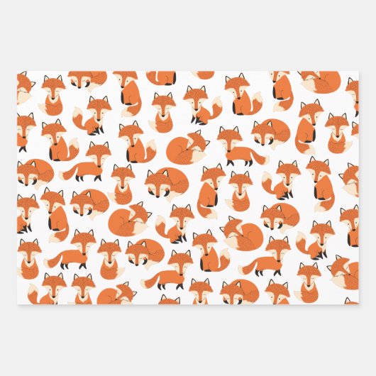 Cute Woodland Autumn Forest Fox Pattern Inpakpapier Vel (Voorkant 2)