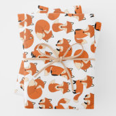 Cute Woodland Autumn Forest Fox Pattern Inpakpapier Vel (In situ)
