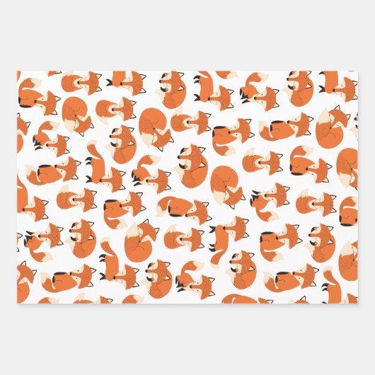 Cute Woodland Autumn Forest Fox Pattern Inpakpapier Vel (Voorkant)