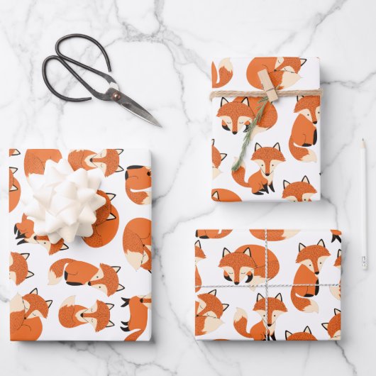 Cute Woodland Autumn Forest Fox Pattern Inpakpapier Vel (Voorkant)