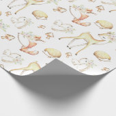 Cute Woodland Baby Animals Deer Bunny Fox Hedegel Cadeaupapier (Hoek)