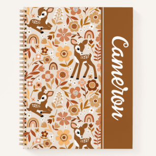 Cute Woodland Baby Deer Floral Pattern Notitieboek