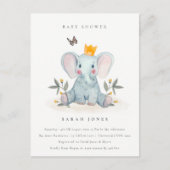Cute Woodland Baby Elephant Foliage Baby shower Briefkaart (Voorkant)
