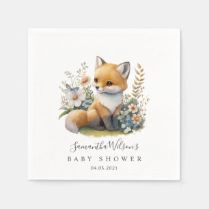Cute Woodland Baby Fox Spring Baby shower Napkins Servet