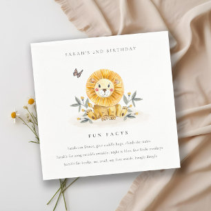 Cute Woodland Baby Lion Foliage Fun Facts Birthday Servet