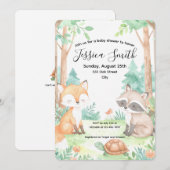 Cute Woodland Baby shower Thème Invitation (Devant / Derrière)