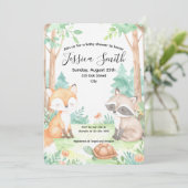 Cute Woodland Baby shower Thème Invitation (Debout devant)
