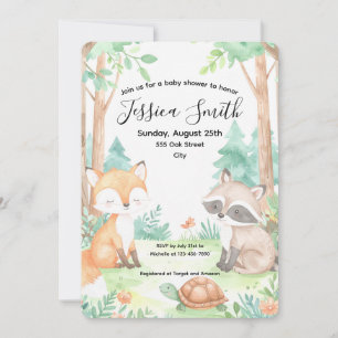Cute Woodland Baby shower Thème Invitation
