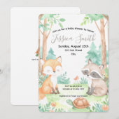 Cute Woodland Baby shower Thème Invitation (Devant / Derrière)
