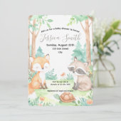 Cute Woodland Baby shower Thème Invitation (Debout devant)
