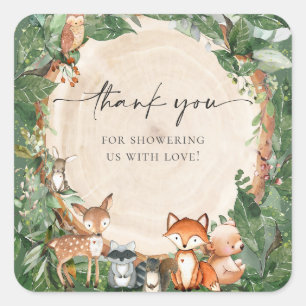 Cute Woodland Baby shower Vierkante Sticker