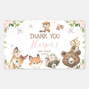 Cute woodland baby shower voor meisje rechthoekige sticker
