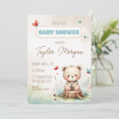 Cute Woodland Bear Baby Shower Invitation (Debout devant)