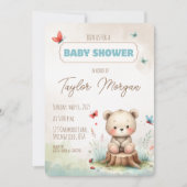Cute Woodland Bear Baby Shower Invitation (Devant)