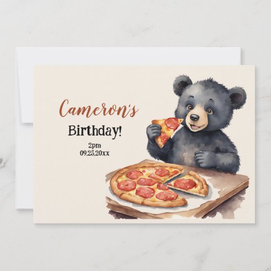 Cute Woodland Beer Pizzaverjaardagsfeestje Kaart (Achterkant)